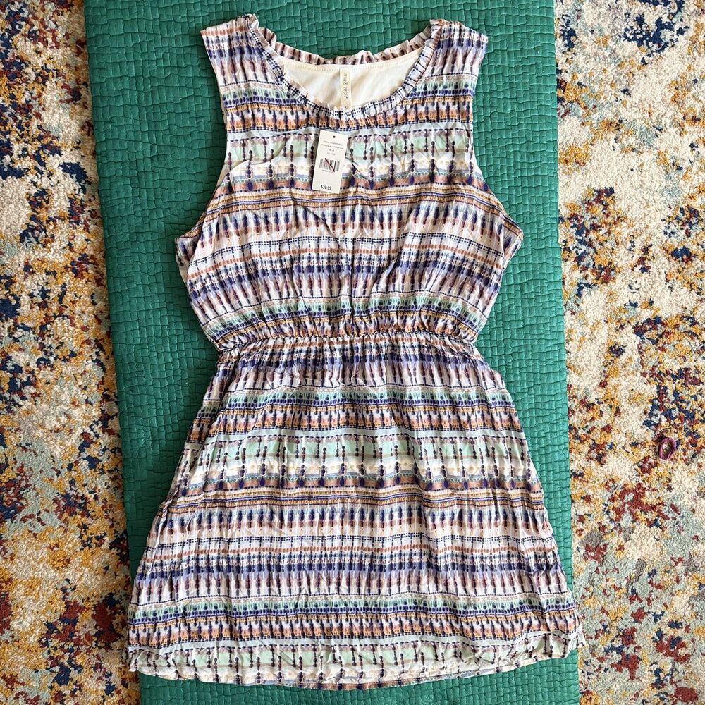 NEW NWT Mia & Tess Geometric Pattern Colorful Dress XL Babydoll Cute Lined